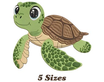 Schildkröten-Stickdatei | Tier Maschinenstickerei Muster | Digital Download File für Hoop, Tote Bag, DIY Handwerk