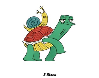 Lustige Schnecke Schildkröten Stickdatei | Tier Maschinenstickerei Muster | Digital Download Dateien