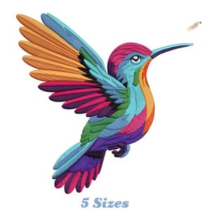 Colorful Hummingbird Embroidery Design File – Instant Download Machine Embroidery DST/PES