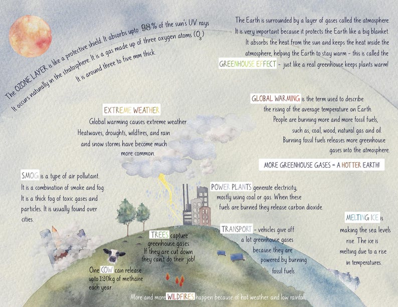DIGITAL Global Warming Poster | Homeschool Science Printables | Print at Home Digital Download image 2