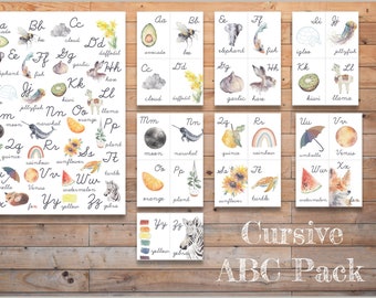 DIGITAL Cursive ABC poster and cards