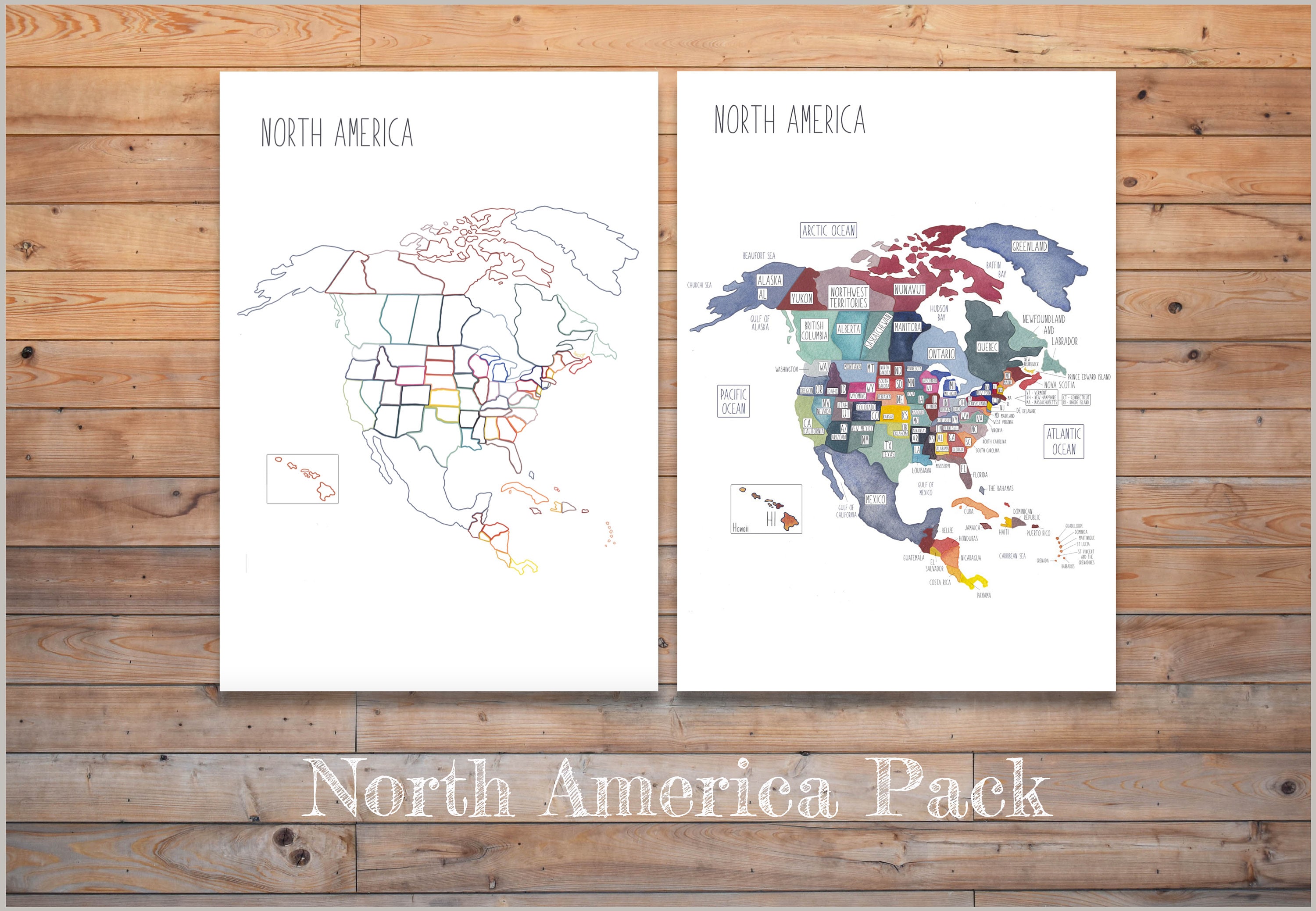 Mapa digital detallado de América del Norte y hoja de trabajo / Imprimibles  de geografía para educación en casa en PDF - Etsy México, image size:3000x2077