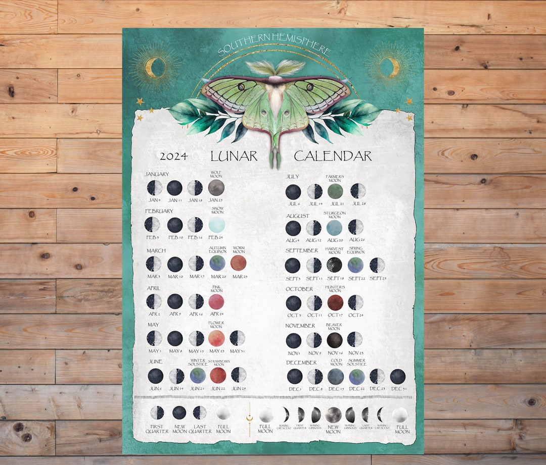 DIGITAL 2024 Lunar Calendar Southern Hemisphere UPDATED Etsy