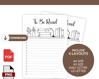 Reading List Tracker Printable | Book Log, Minimalist Design (Digital Download)