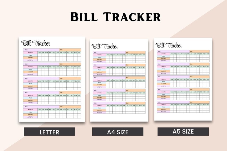 Colorful Bill Tracker Printable: Monthly Budget Planner (PDF Download ...