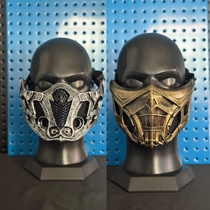 Máscara y casco personalizados de Sub-Zero y Scorpion V1 para cosplay. Accesorio de película para usar como disfraz.