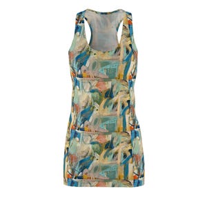 Artistic Racerback Dress: Colorful Polyester Summer Outfit