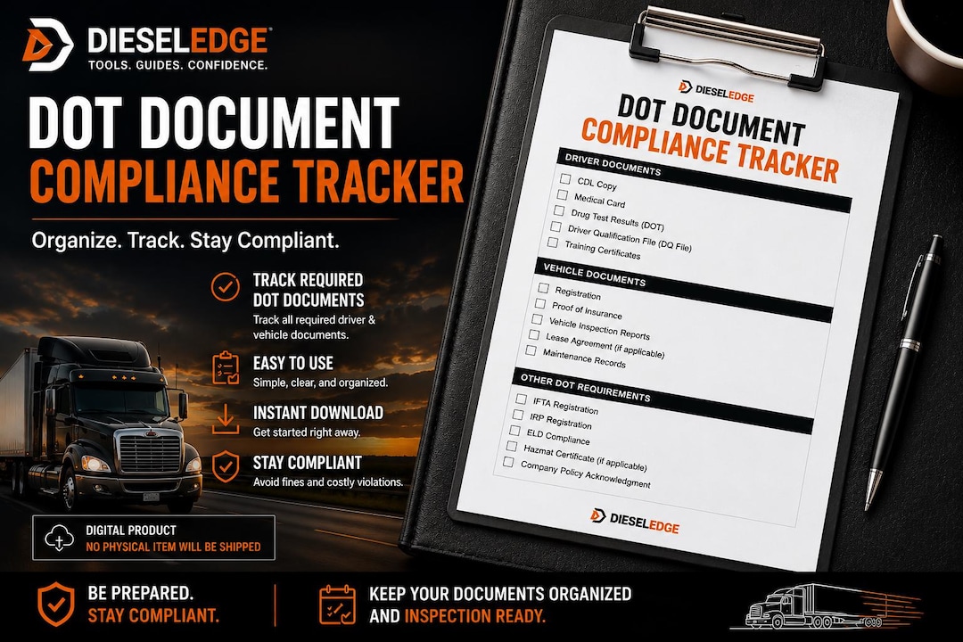 DOT Driver Vehicle Document Tracker Compliance Checklist Template for ...