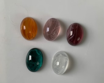 Vintage Schreiner Cabochons: Cherry Brand Quartz Glass, 18x13mm
