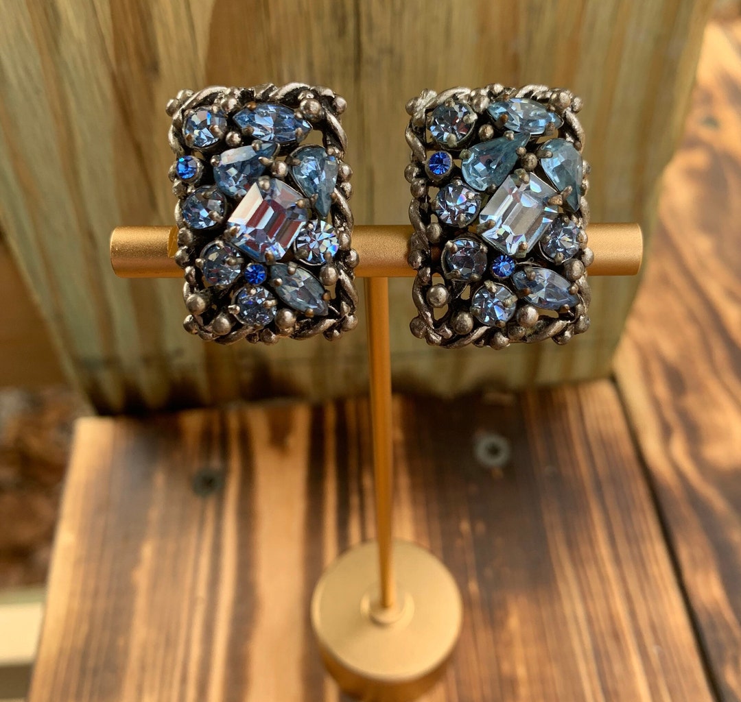 Boucles D'oreilles Argent 925 Rhodié Avec Saphirs Lisses 3 Mm - Clips - Neuf Avec étiquettes Delmaoro