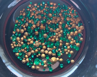 Vintage Swarovski Article 1100 Emerald Mix 1.3-2.8mm 25 pieces only 4.00 per lot