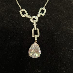 Vintage 1980s high end faux multi diamond dangling Pendant