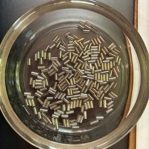 Vintage Silver glass bugle beads 5x2mm approximately 100 pieces