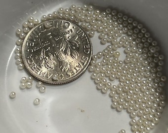 Vintage Faux Seed Pearls Ivory No hole 1.50mm Made in Japan. TINY