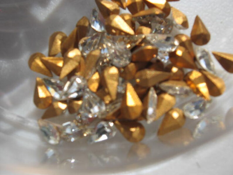 Vintage Swarovski TTC Crystal Rhinestones Pear 8x4.8mm image 1