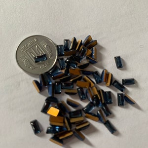 Baguettes vintage Montana bleu Cabochon Tops Dos plat métallisé 5 x 2,5 mm