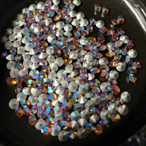 Vintage Swarovski Dark Smoked Topaz AB Art1100 Rhinestones ss14/pp28 3.5-3.6mm