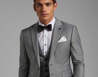 Men's Light Grey Slim Fit Suit – Custom Wedding, Prom, Formal