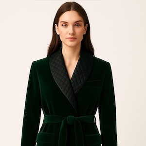 Handmade Velvet Smocked Jacket: Quilted Robe Style, Custom Fit