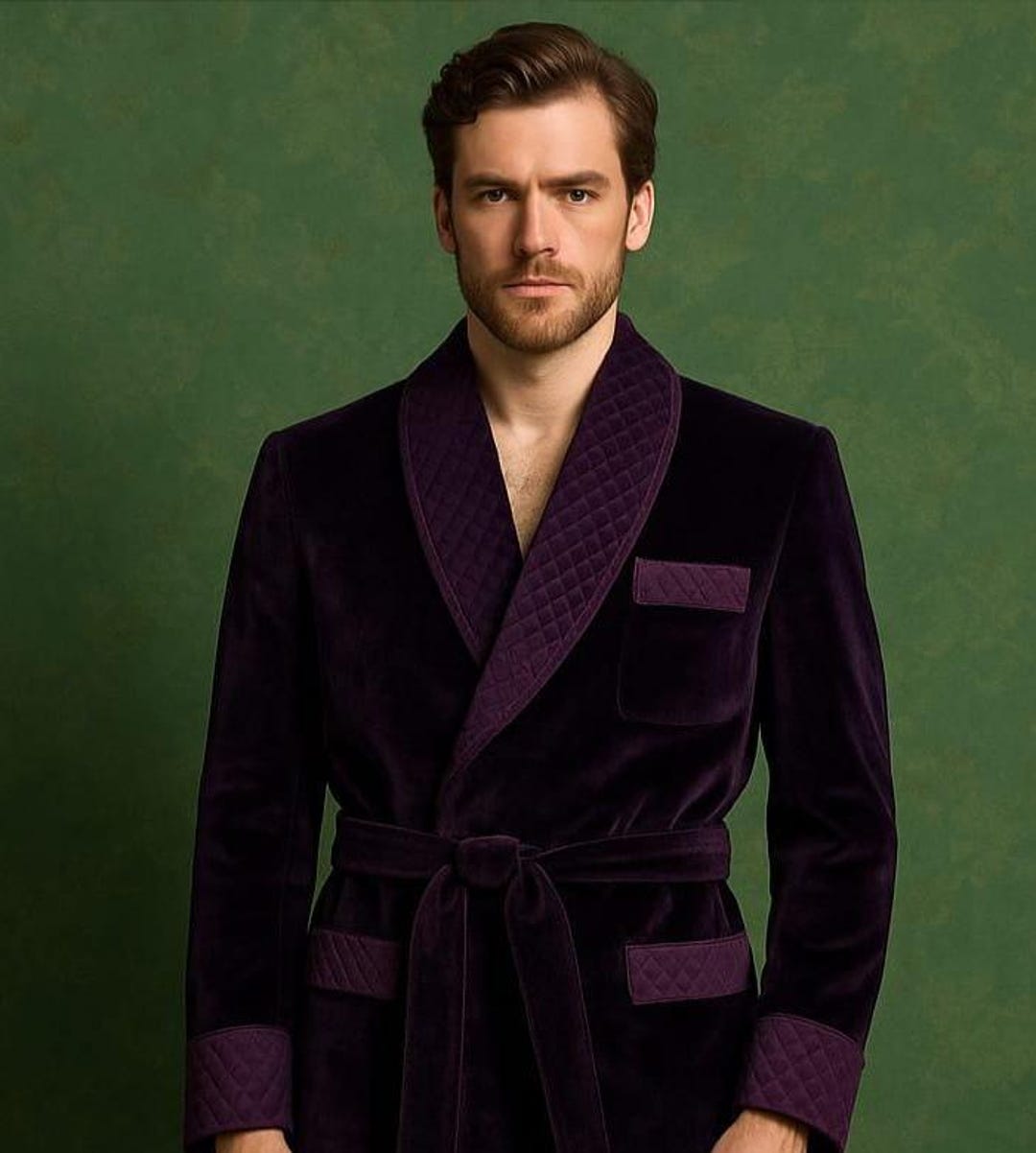 Handmade Velvet Quilted Robe - Elegant Men's Lounge Jacket - Etsy