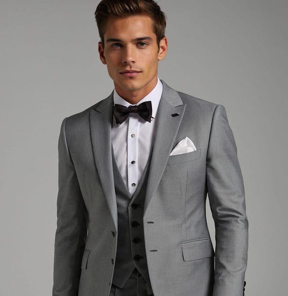 light gray grey slim fit tuxedo