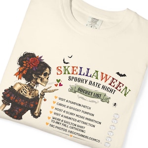 Camiseta Skellaween™ para parejas / Camiseta para la lista de deseos de Halloween / Camiseta a juego para parejas de Halloween / Noche de cita espeluznante
