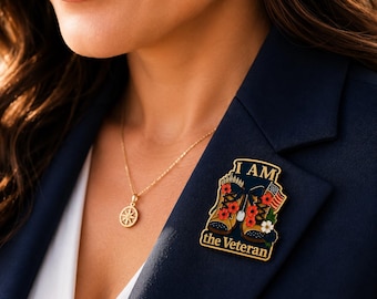 Woman Veteran Lapel Pin: "I AM the Veteran" Military Accessory