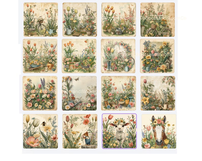 Vintage Spring Garden Junk Journal Kit, Botanical Florals, Fussy Cuts ...