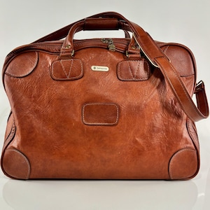 Vintage Samsonite Soft Leather Duffel / Weekender - Reddish Brown 22-24&quot;