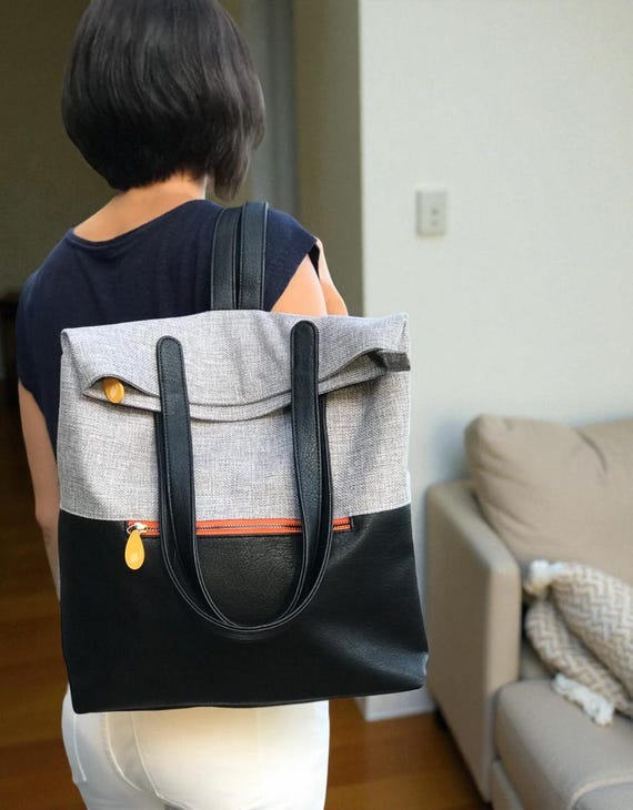 Convertible Backpack Tote Bag, Vegan Leather Travel Bag With  display picture 3