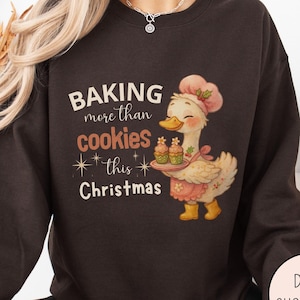 Baking More Than Cookies Sweater,Funny Maternity Christmas Crewneck,Goose Pregnancy Reveal, Holiday Gift For Expecting Mom Baby Announcement