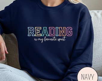 Colorful Reading Sweatshirt, Rainbow Bookish Crewneck For Teachers, Students And Bookworms, Fun Gift For Readers, Librarians And Kids