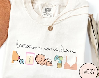 Comfort Colors 授乳コンサルタントシャツ、IBCLC Tシャツ、授乳看護師シャツ、産後授乳教育者Tシャツ、看護師卒業祝いギフト