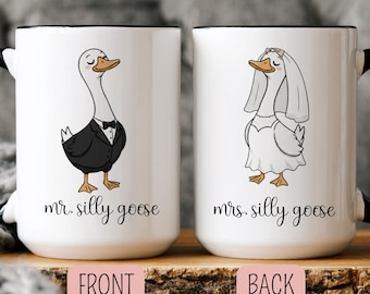 Mr Silly Goose And Mrs Silly Goose Mugs, Funny Wedding Gift For Couples, Engagement Coffee Mug, Husband And Wife Present, Bridal Shower Gift
