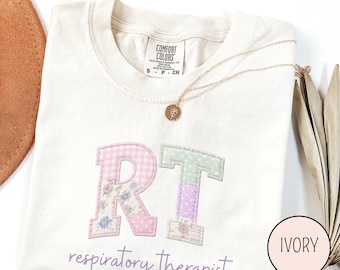 フェイクパッチワークの呼吸療法士シャツ、コンフォートカラーズRTシャツ、呼吸療法Tシャツ、医療従事者へのギフト、RT感謝ギフト
