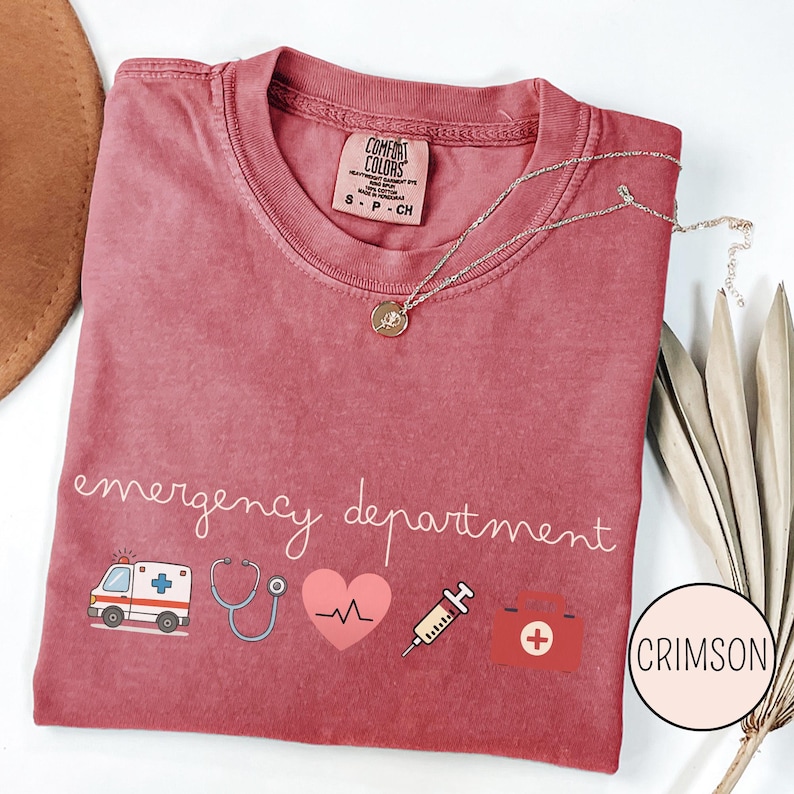 Medical icons nurse shirt designed for emergency department nurses with simple and aesthetic layout