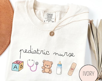 Pediatric Nurse Icons Shirt, Pediatric Nurse Tee, Peds Nurse Gift, Nursing Student Gift, Hospital Nurse Appreciation Top, PICU Nurse Crew