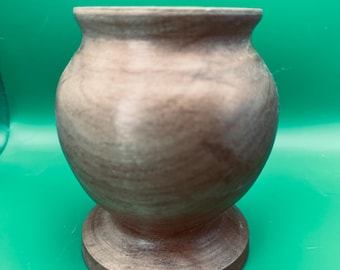 Hand Turned Amphora Shaped Wooden Vase