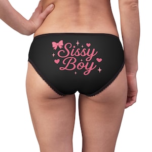 Sissy Boy Panty, Black Cute Lingerie, Femboy Underwear, Cross Dress, Sissy Boy Print
