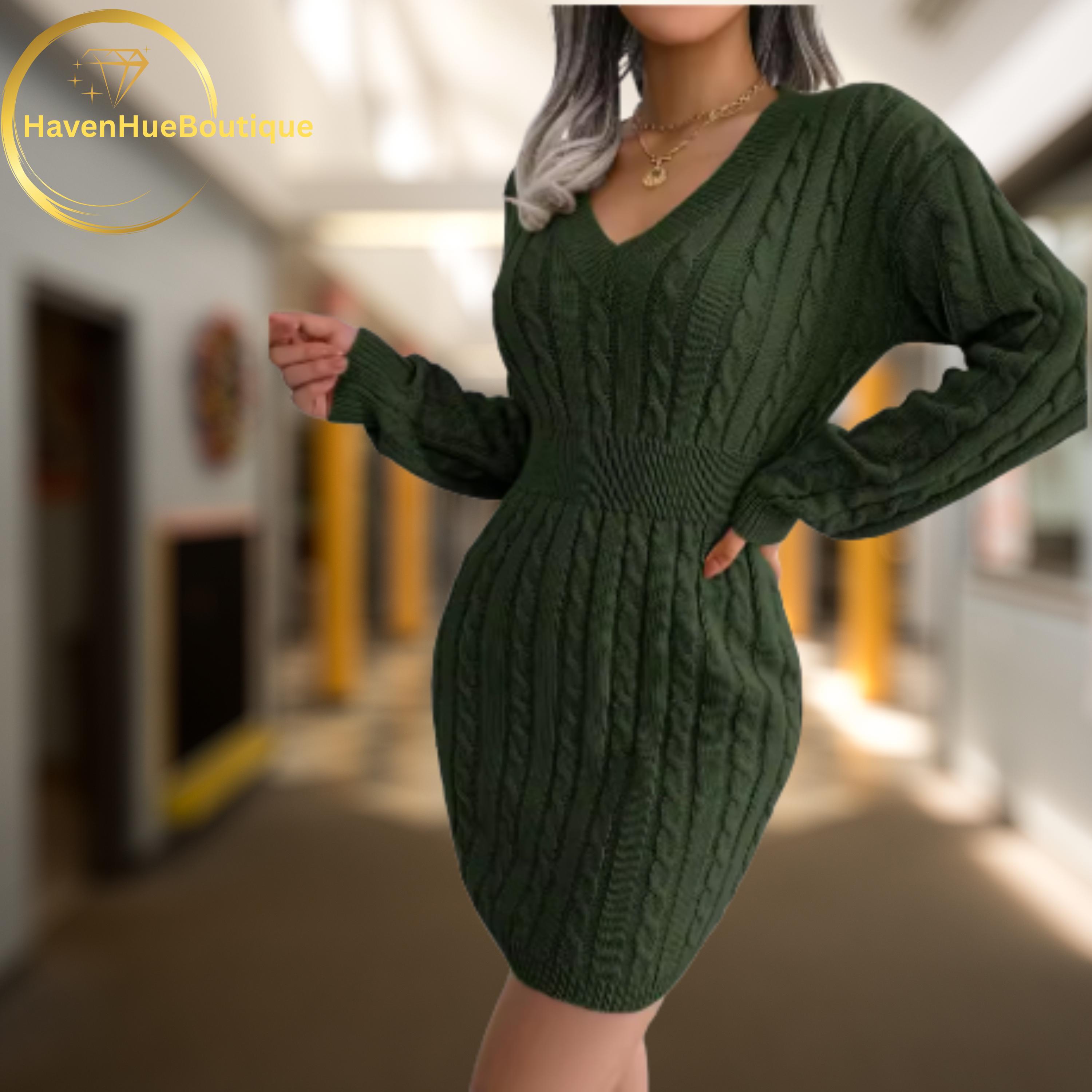 bodycon v neck sweater dress Constance Bodycon Mini Sweater Dress in Rose