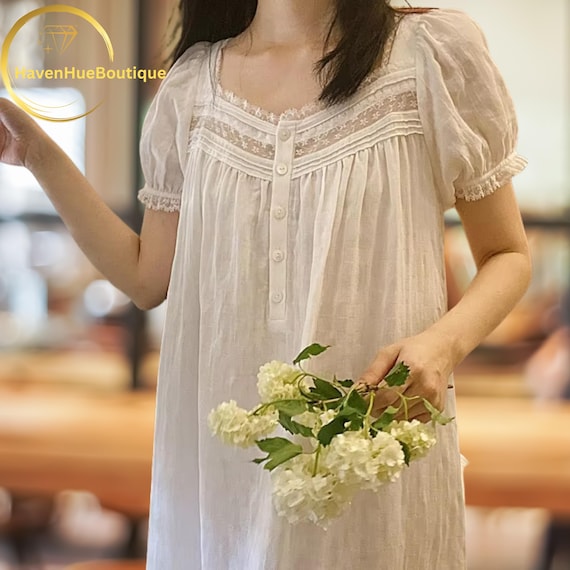 night dresses sleepwear Victorian Cotton Nightgown - Vintage Romantic Sleepwear | Bridal Boudoir Gift | Women's Night Dress