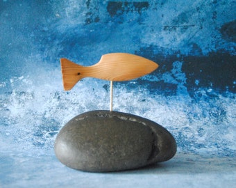 Hand carved wooden fish (salvaged pine)