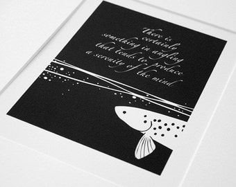 Something in angling -  trout & fly fishing, black and white print