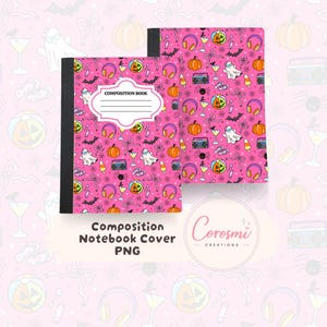 Cute Retro Halloween Notebook Cover Printable | Summerween Aesthetic | Cute School Notebook Sticker Wrap | Back to School Supplies