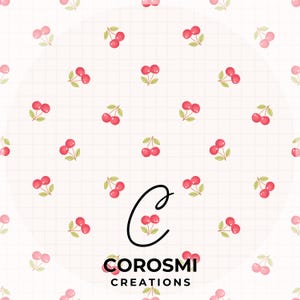 Diseño sin costuras de cerezas jugosas, papel digital multidireccional, vinilo, tela, superficie, 300 ppp, 12x12