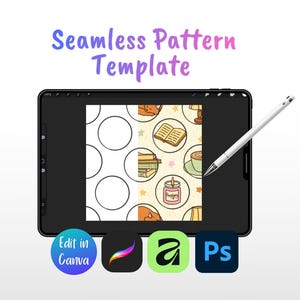 Mall för sömlös mönsterlayout | Guide till upprepade mönster för designers | Skapa sömlösa mönster | Procreate digital mönstermall PNG
