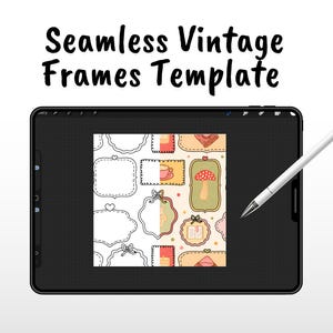 Vintage Frames Seamless Pattern Template | PNG Pattern Layout | Editable Digital Paper Template | For Surface Pattern Designers