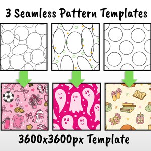 Nahtloses Mustervorlagen-Paket | 3 Procreate Affinity Designer-Musterführungen | Einfache Wiederholungsvorlage | Oberflächenmusterdesign | Bundle