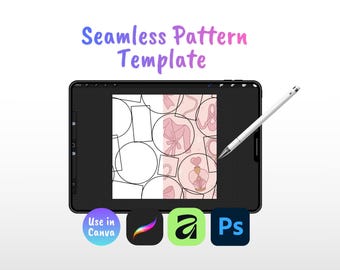 Plantilla de patrón sin costuras / Guía de patrones repetitivos para diseñadores / Plantilla de diseño de patrones digitales / Guía de colocación para Procreate