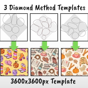Diamond Method Seamless Pattern Template Pack | 3 Procreate Affinity Designer Pattern Guides | Easy Repeat Template | Surface Pattern Design